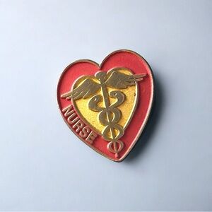 Vintage Nurse Heart Enamel Medical Pin Caduceus Nursing Heart Brooch Lapel pin